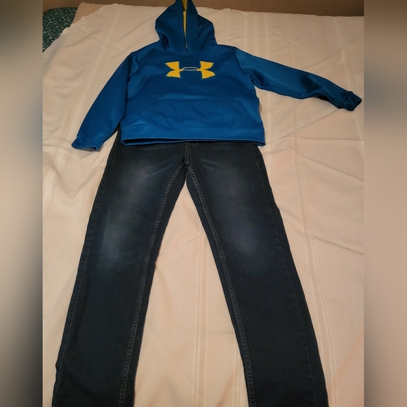 Under Armour Blue/Yw Yth Sm Sweatshirt Old Navy Skinny Adj Waist Boys Sz 12 - Picture 1 of 14